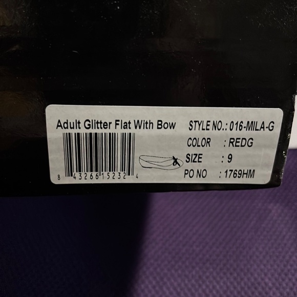 Ellie Red Glitter Flats with Bow - Picture 5 of 6